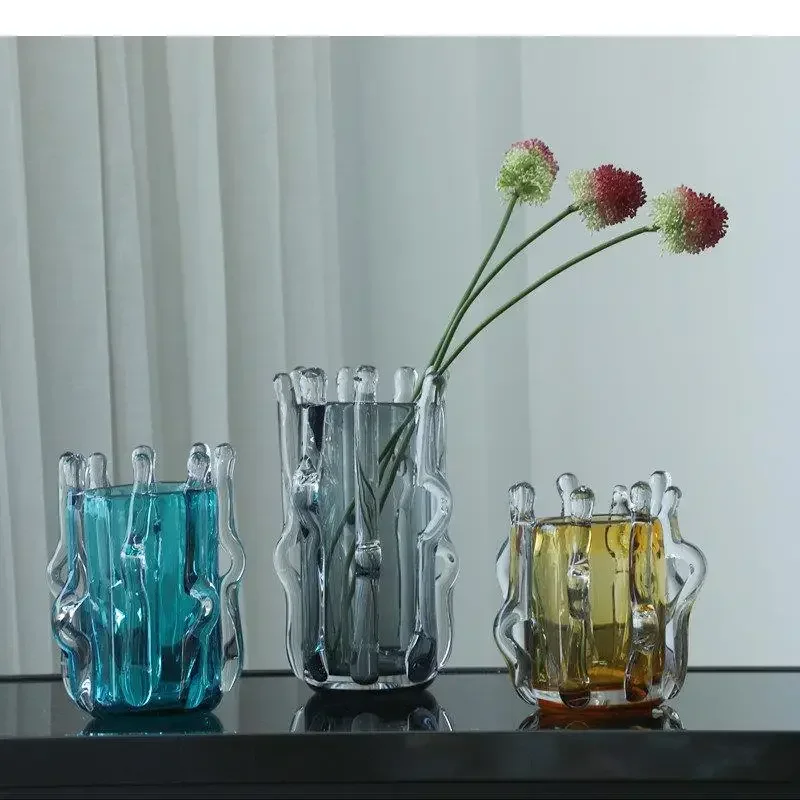 

Creative Transparent Glass Vase Decorative Flowers Arrangement Desk Decoration Flower Pots Colorful Hydroponics Floral Vases