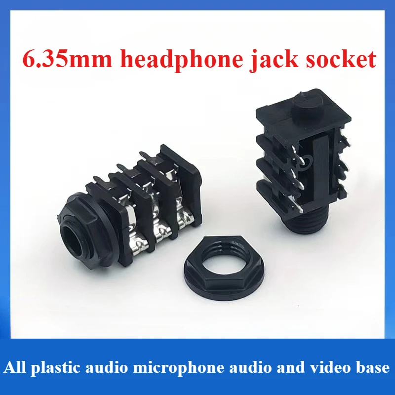 10PCS 6.35mm/6.35 Stereo Audio Microphone Female Socket/Jack Connector 6PIN