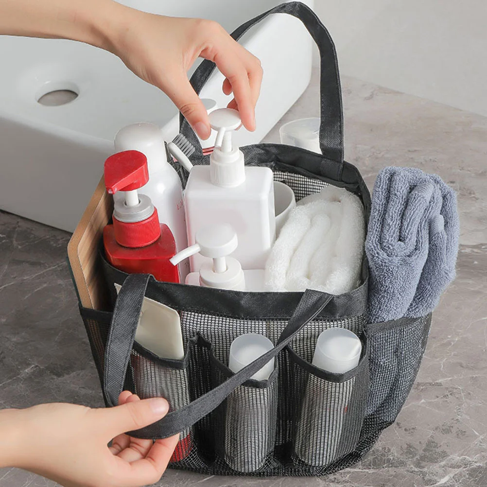 

Grey Nylon Mesh Travel Toiletry Bag Large Capacity Storage Pouch Organizer Portable Multifunctional Outdoor Accessory