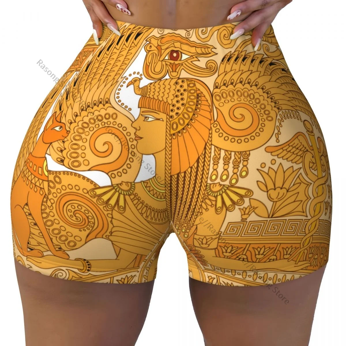 Yoga Shorts Egyptian Sacred Cat Women Biker Tight Elastic Workout Sports Leggings Sportswear