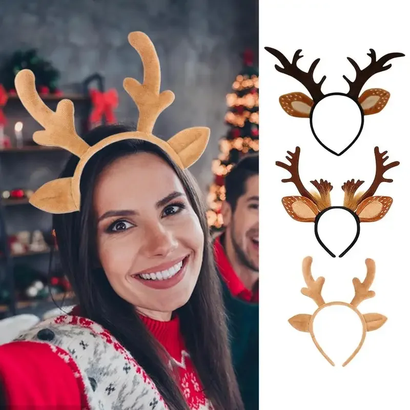 

Reindeer Headband Adult Cute Realistic Deer Antlers Headband Animal Ears Headband For Cosplay Deer Costume Christmas Accessories