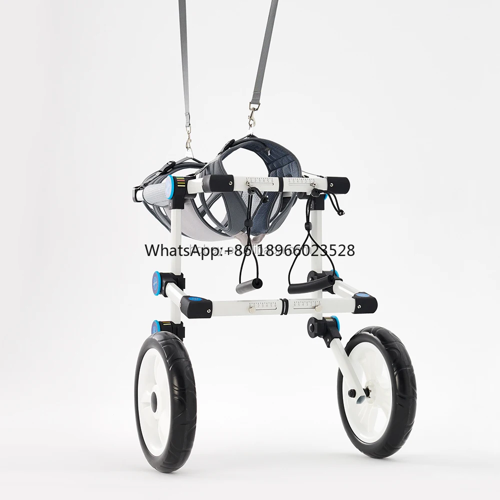 Aanpasbaar Logo Groothandel Mode Aluminium Revalidatie Training Verstelbare Opvouwbare Hond Rolstoel Met Verlamming Van De Achterpoten