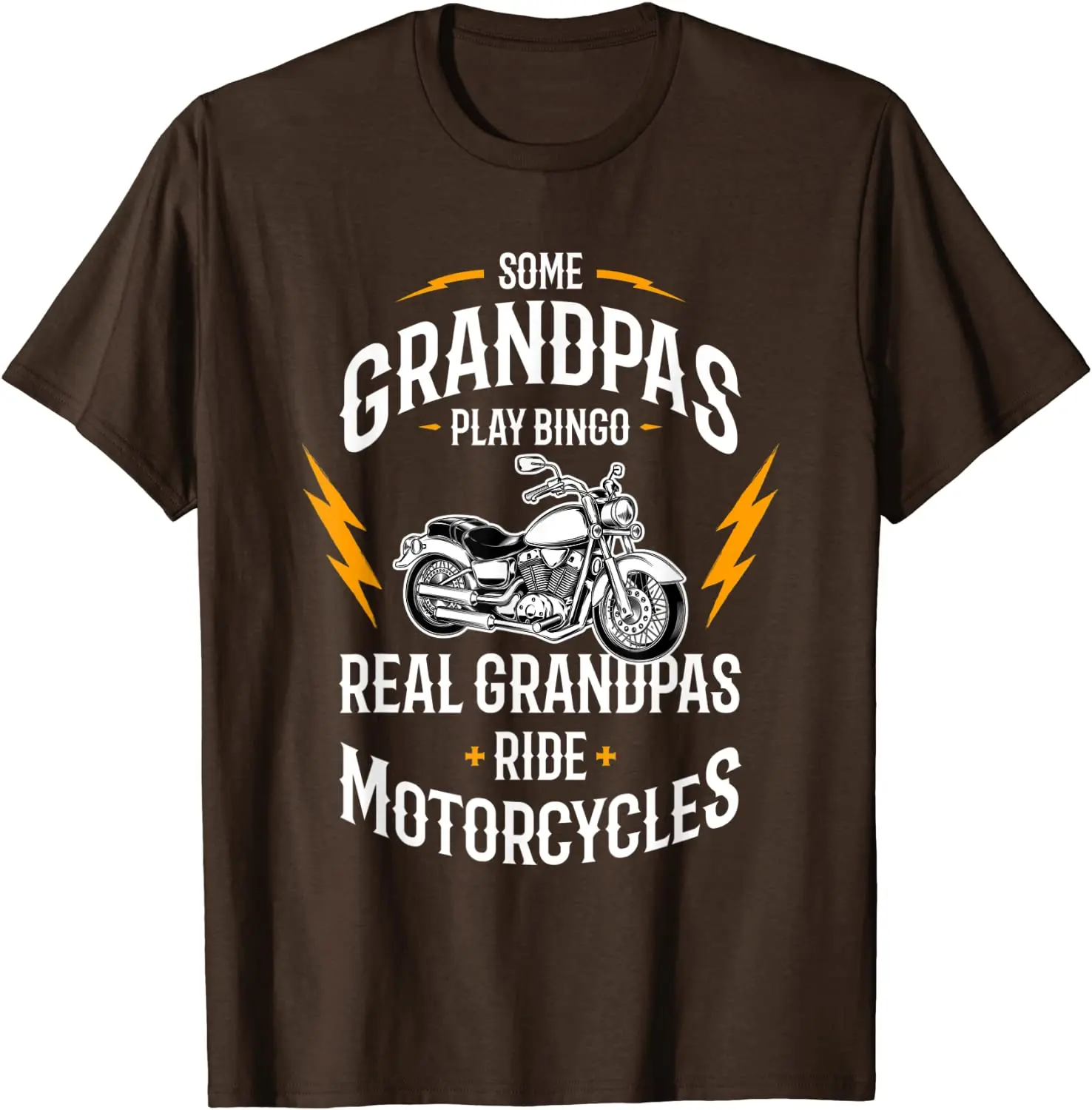 Mens Some Grandpas Play Bingo Real Grandpas Ride Motorcycles T-Shirt Funky Men\'s Tees Personalized Tshirts Cotton Casual