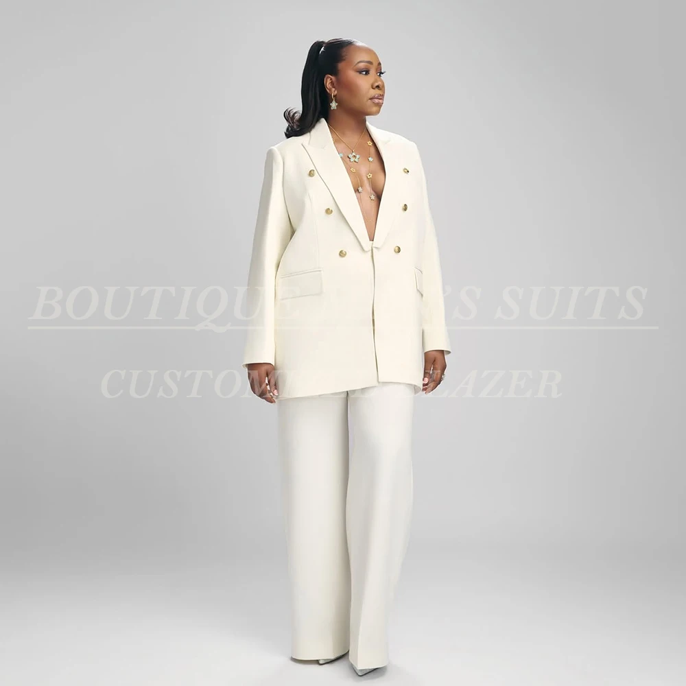 Trajes de Mujer de Color Sólido, Alta Calidad, Solapa de Pico, Talla Grande, 2 Piezas, Chaqueta y Pantalones, Traje Formal para Fiesta, Boda, Disfraz Femenino