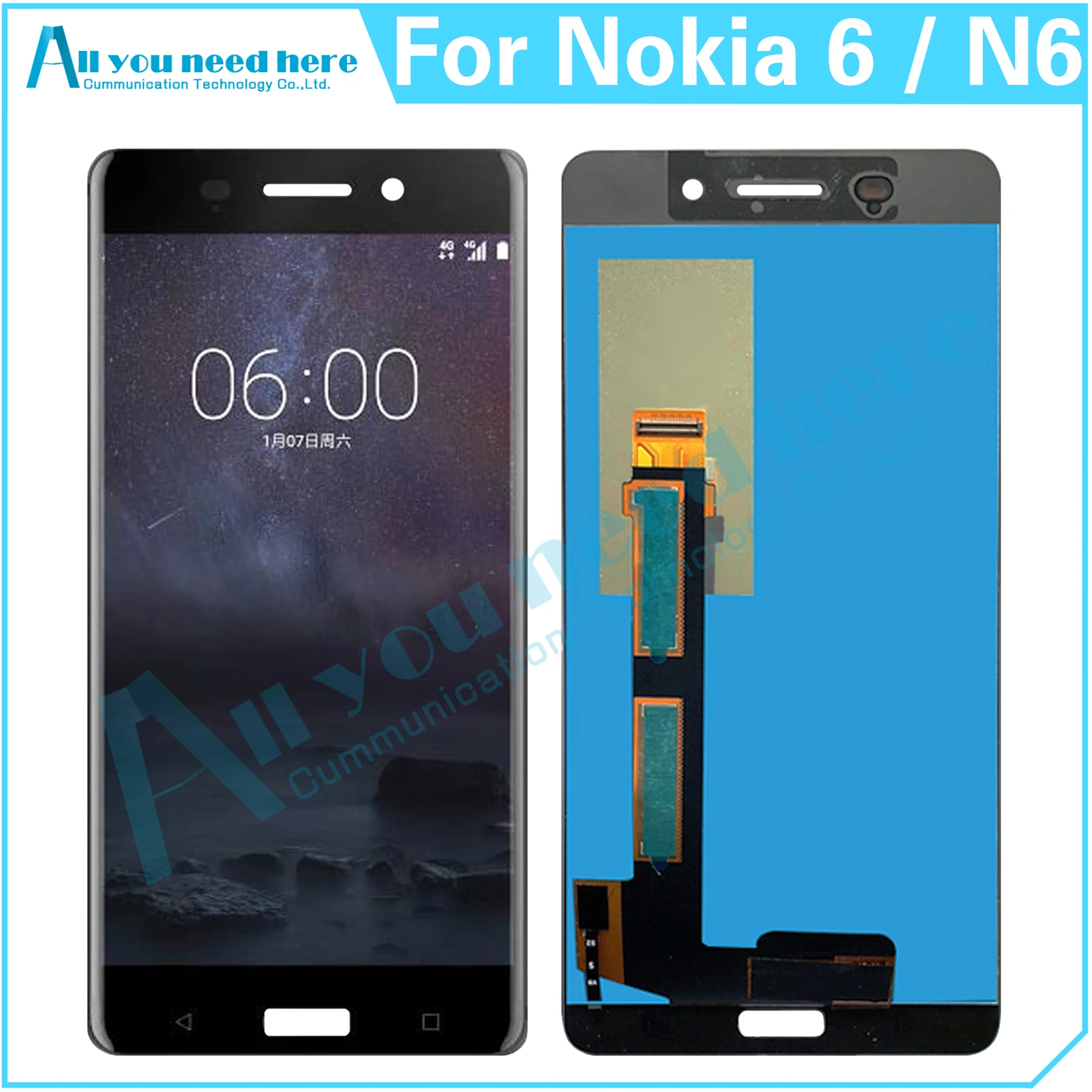 For Nokia 6 N6 TA-1021 TA-1033 TA-1000 TA-1003 TA-1025 TA-1039 ​​LCD Display Touch Screen Digitizer Assembly Replaceme