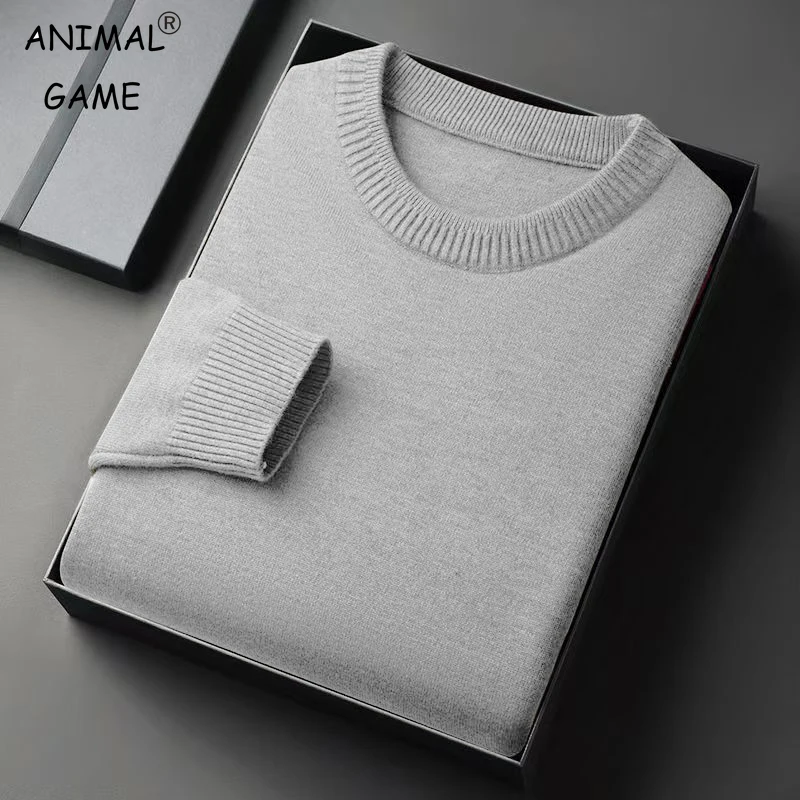 Męski sweter z wycięciem pod szyją, sweter z długim rękawem, swetry z dzianiny, Vintage, lekkie bluzy, jednokolorowe, casualowe kurtki