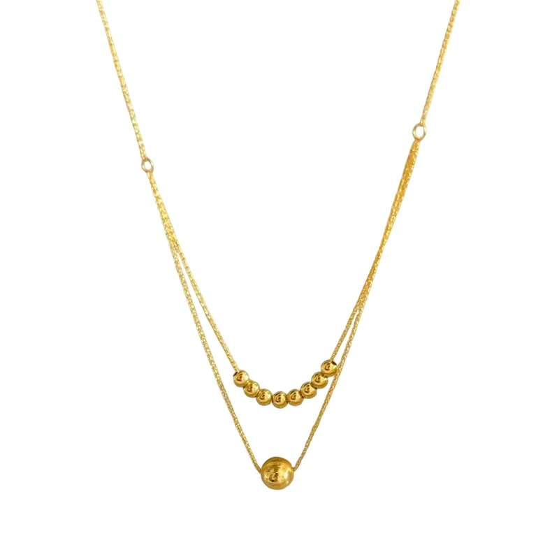 Yellow Gold Stacking Real Gold Lucky Necklace Simplicity Design Luxury Jewelry Wholesale