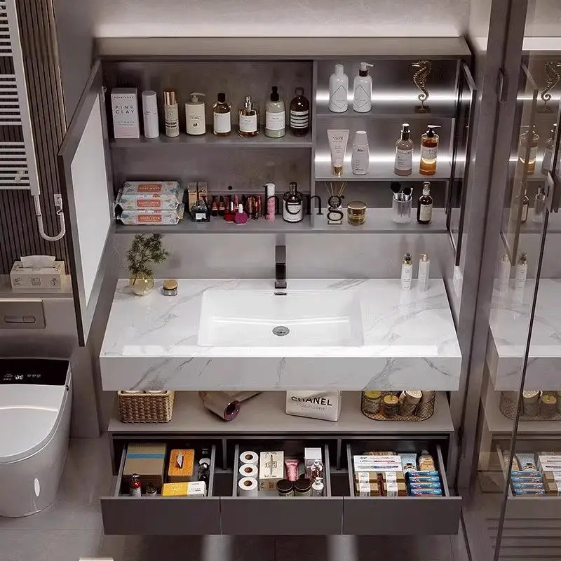 XL bathroom cabinet, toilet, toilet, face and hand washing integrated basin, rock slab ceramic seamless washstand