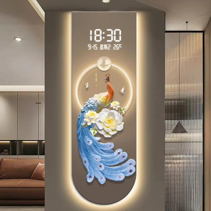 

Peacock Battery Digital Wall Clocks Temperature Modern Aesthetic Digital Clock Art Bird Peacock Animal Horloge Murale Room Decor
