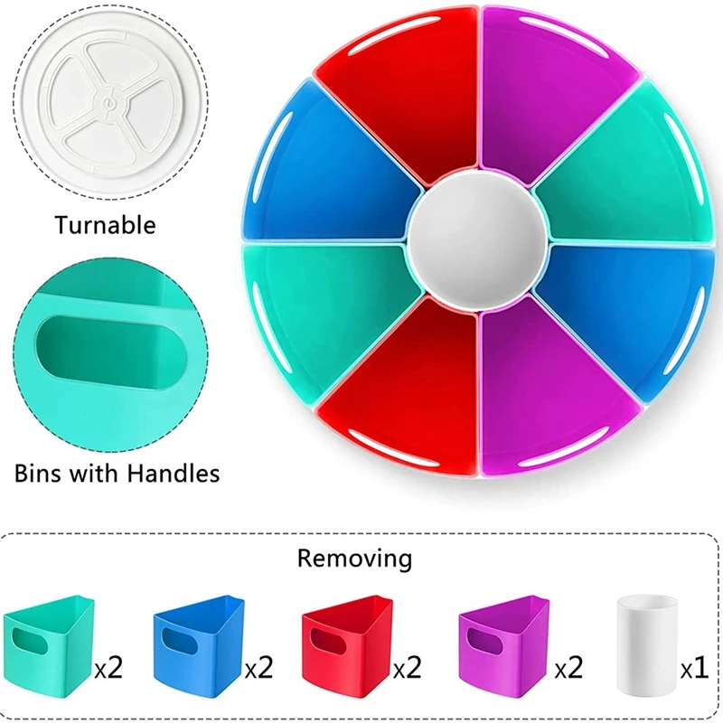 Rotating Desk Organizer For Kids, Art Supply Storage Organizer For Marker Crayon Desktop Homeschool Offices Supplies