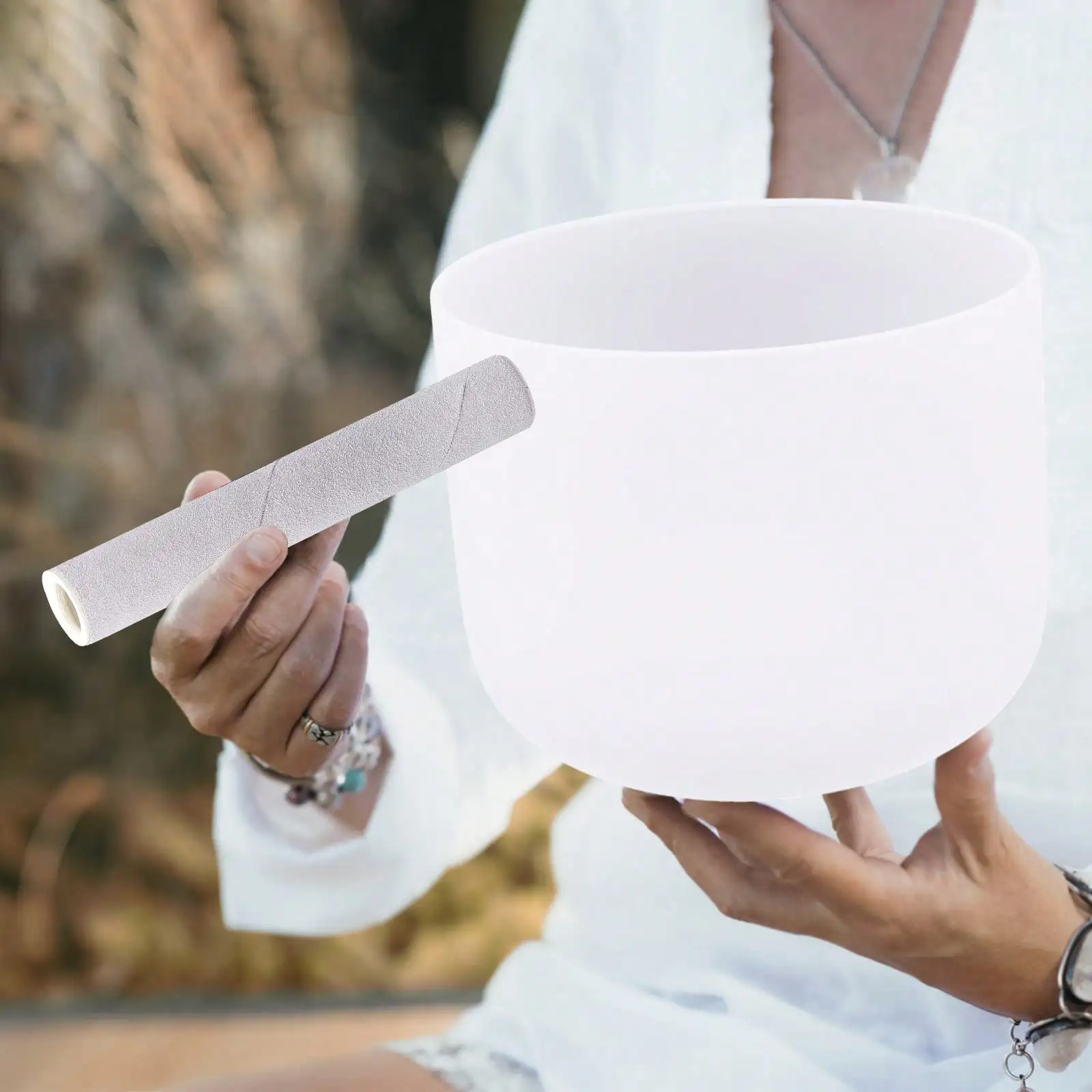

For Sound Healing 8 Inch F Note Heart Chakra Frosted Quartz Crystal Singing Bowl