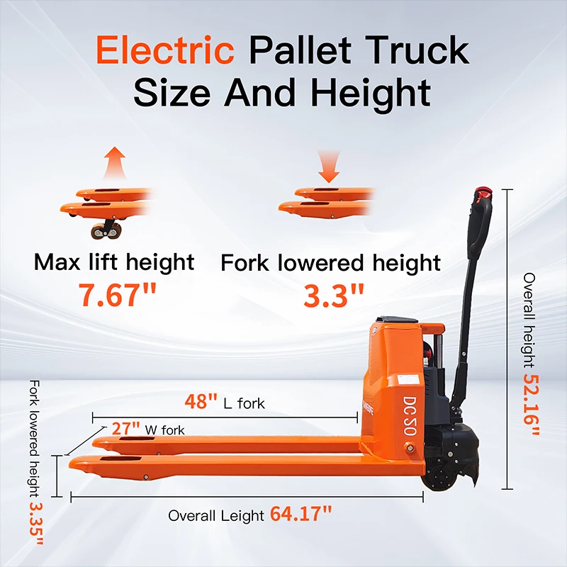 

Full Electric Power Pallet Jack Truck 4400lb,With 48 x 27 Forks Size Li-ion Battery for Indoor Storage Heavy Duty Pallet Jack