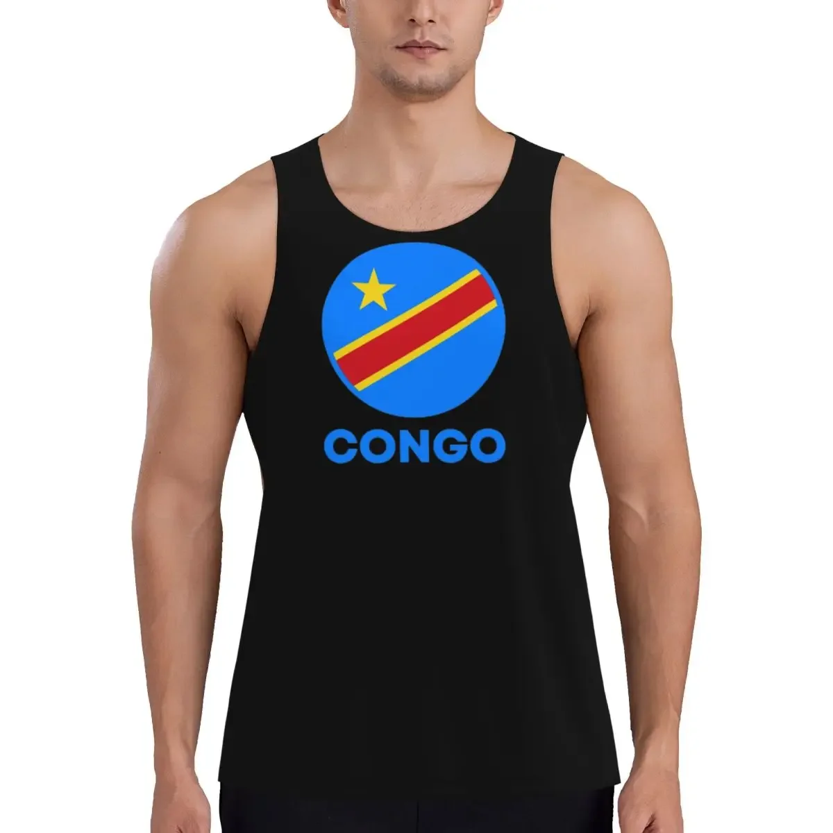 Quick Dry Flag Of Congo Kinshasa Flag Of Zaire (1) Gym Tank Muscle Sleeveless Shirt Bodybuilding Breathable Vest