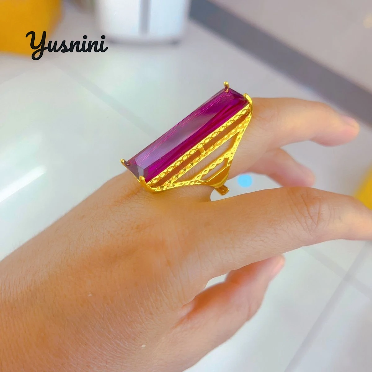 

New Italian 24K Gold Plated Ring Wedding Party Jewelry Gift for Women YY10793