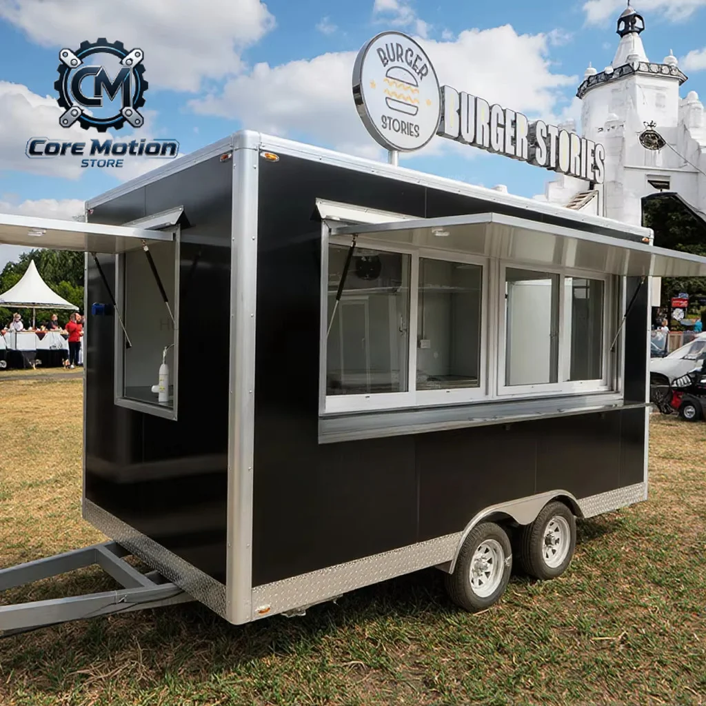 Mobile 220V Full Kitchen Food Truck with Ice Cream Pizza Coffee Hot Dogs Licensed Remorque Trailer
