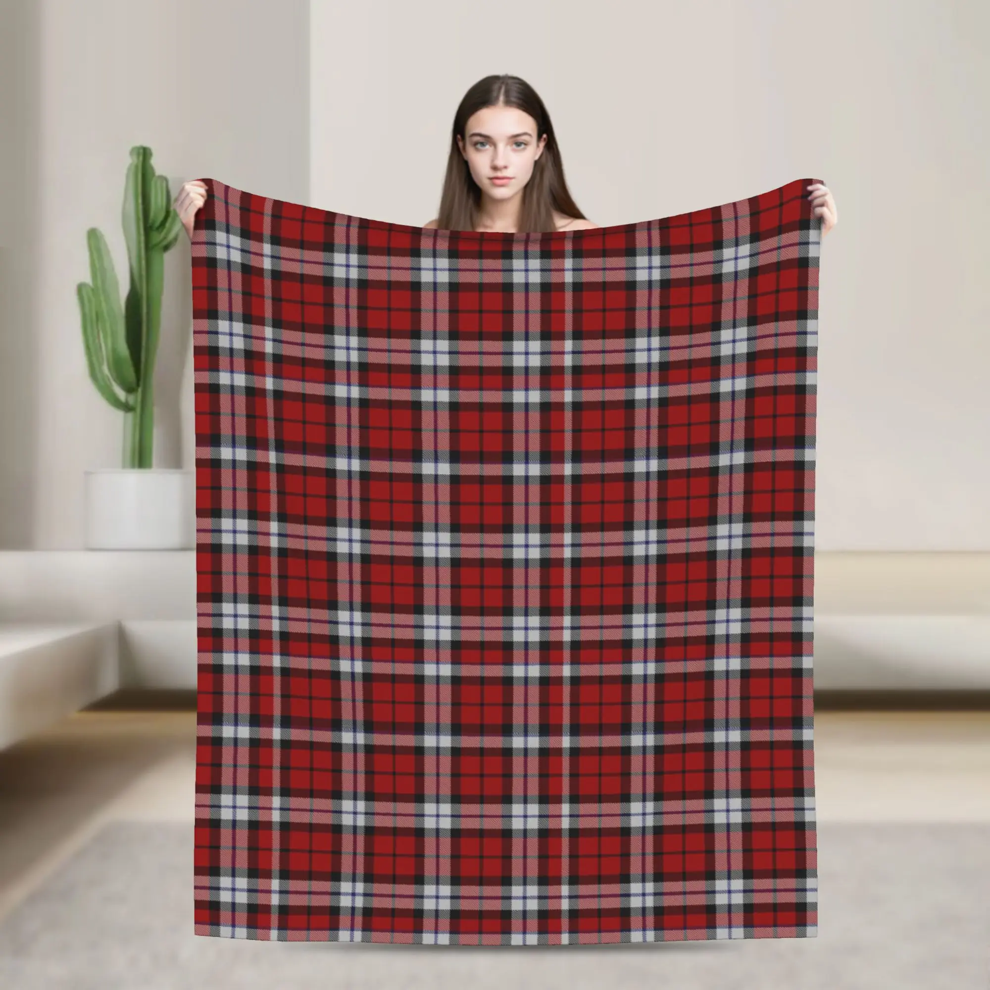 Christmas Brodie Dress Tartan Plaid Blanket Flannel Summer   Multifunction Soft Throw Blankets for Bedding Car Bedspread