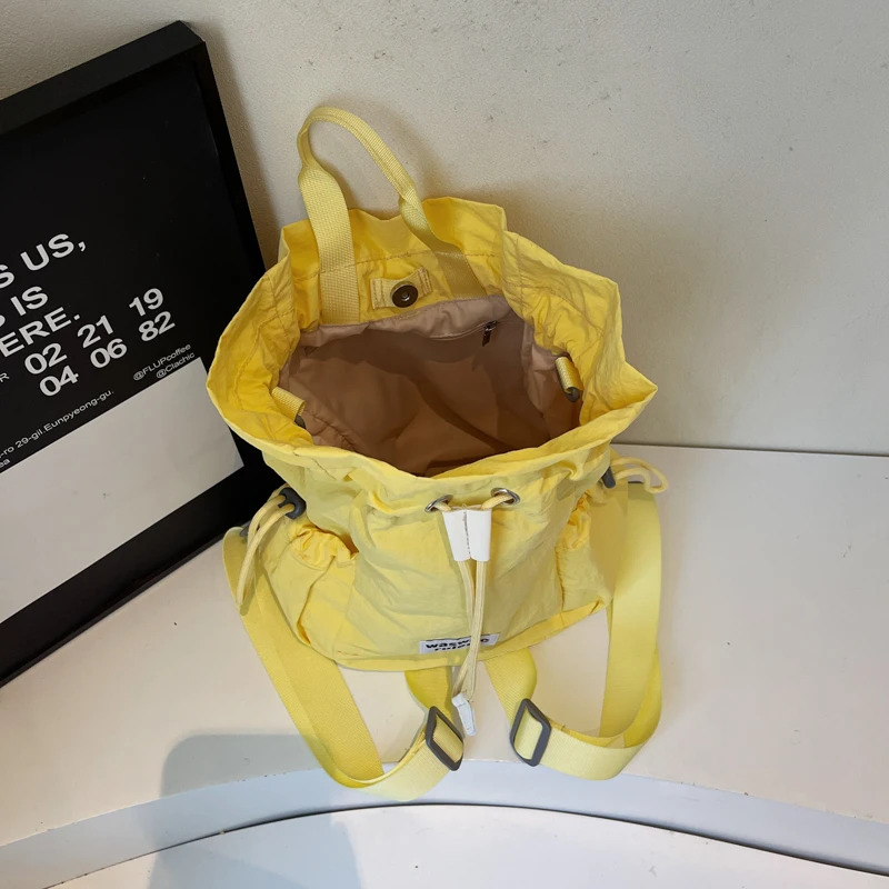 LINKERKANT Dames Kleine Zachte Groene Trekkoord Doek Rugzakken 2025, Zomer Mode Rugzak Meisjes Schooltas Leuke Rugzak