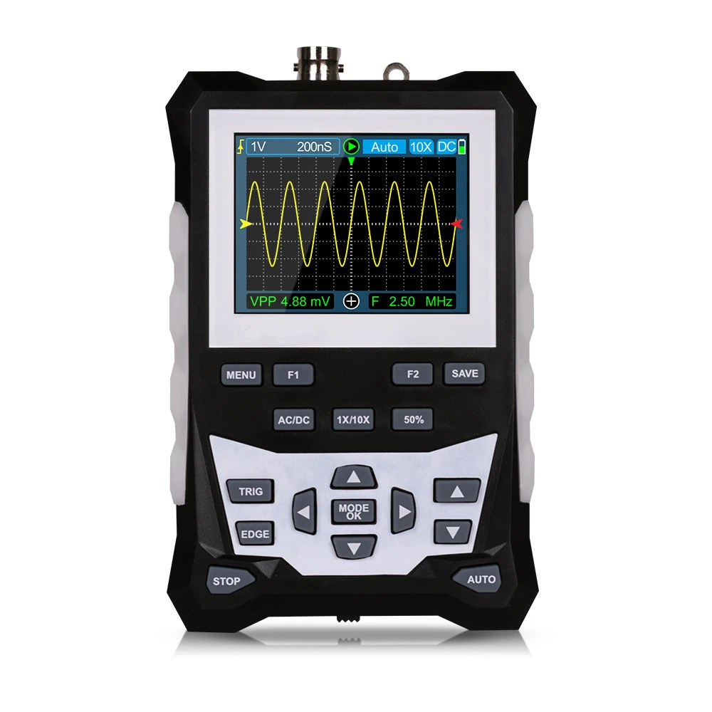 

Seesii 120MHz Bandwidth 500MS/s Sampling Rate 2500 Waveform Storage LCD Screen Backlight Square Wave Output Oscilloscope