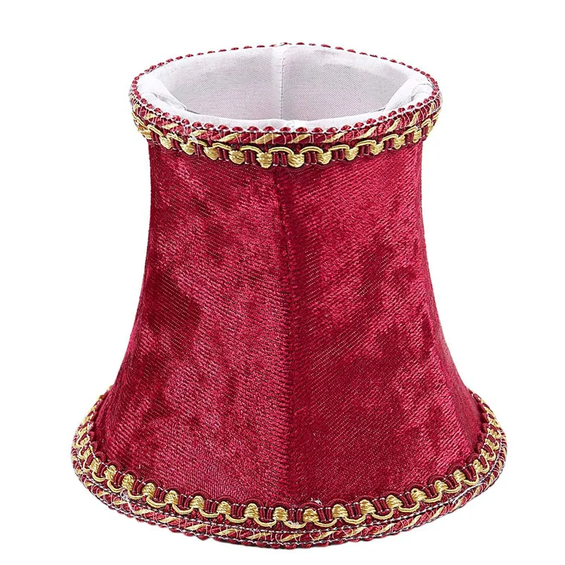 2X Fabric Clip On Lamp Shade, E14 Handmade Lampshade For Modern European Style Wall Sconce Lamp, Crystal Lamp,(Red)