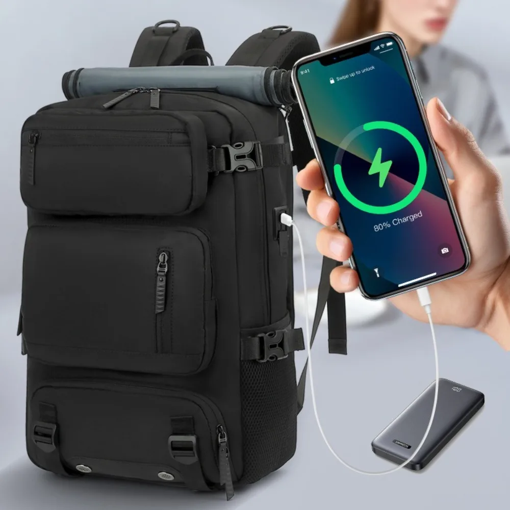

40L Large Capacity Travel Backpack with USB Charging Port Shoe Pouch Carry On Backpack Waterproof Oxford Laptop Backpack