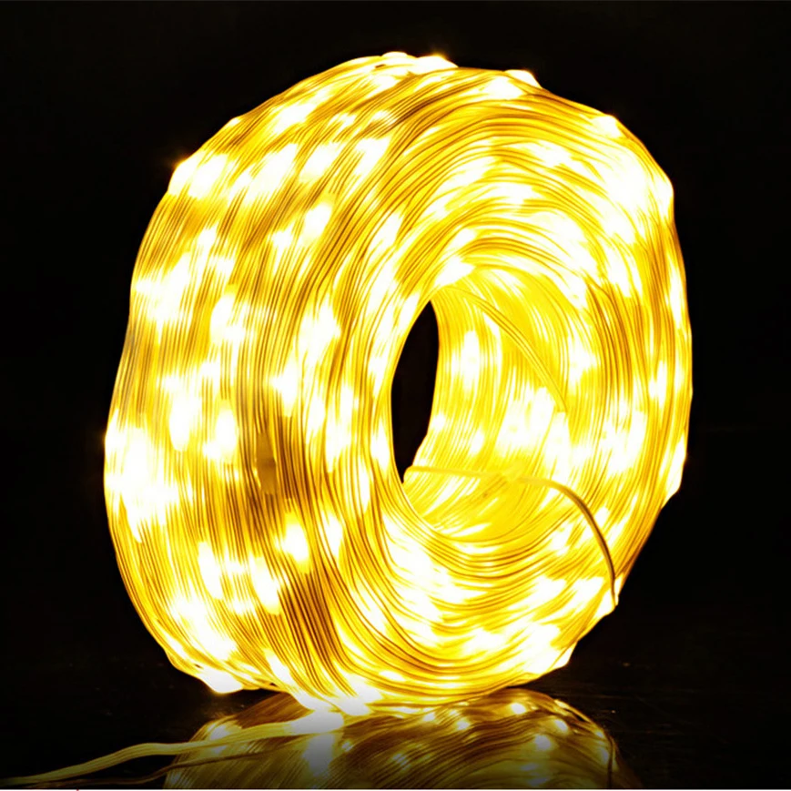 Pop 10M 50M 100M 24V Low Voltage Safety LED String Lights Outdoor Waterproof Flat Wire Christmas Lights for Home Wedding Party