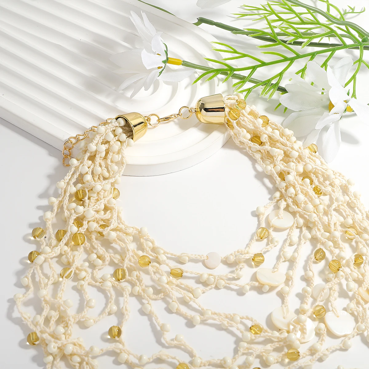 ZAA Fashion Bohemia Vintage Multilayer Weaving Necklace For Women Handmade Shell Beads Statement Jewelry Wedding Party Wearing