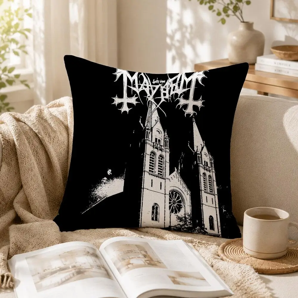 Rock Band M-mayhem Cushion Cover Organic Linen Square Pillow Case Naturally Durable Hypoallergenic Gentle On Sensitive Skin