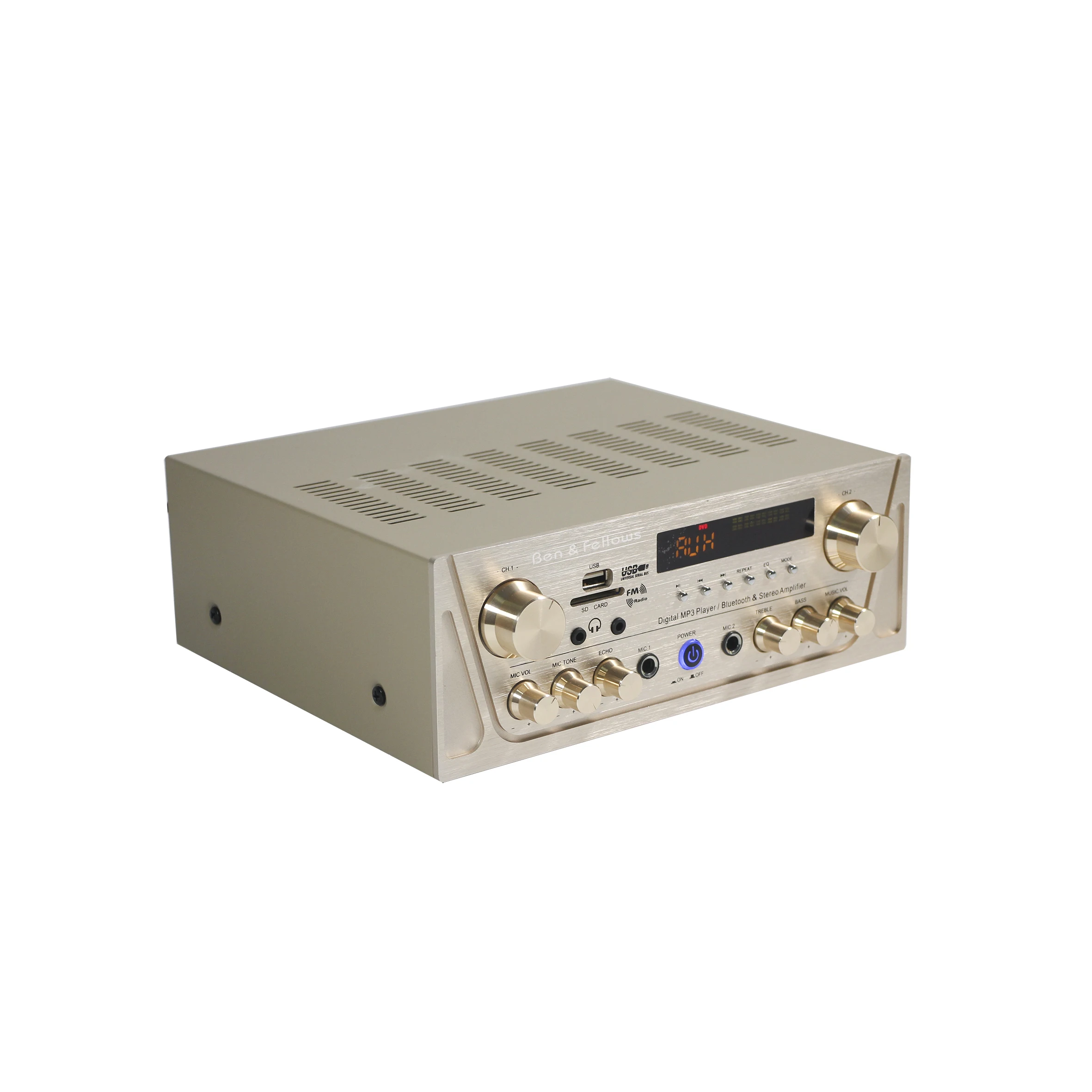 

2025 hot sale T 2 Channel Compact Bluetooth Receiver Home Audio Amplifier 250W with FM Radio/MP3/USB/SD/AUX Playback