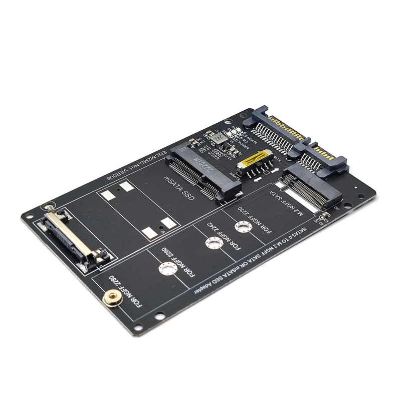 Adaptateur convertisseur M2/mSATA vers SATA M.2 vers SATA 3.0, carte Riser 2.5 pouces, clé M2 B + adaptateur mSATA pour NGFF M.2 SATA SSD mSATA SSD