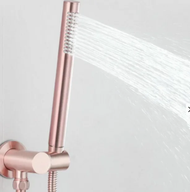 Set doccia portatile a scomparsa per vasca da bagno fredda e calda a parete in oro rosa spazzolato