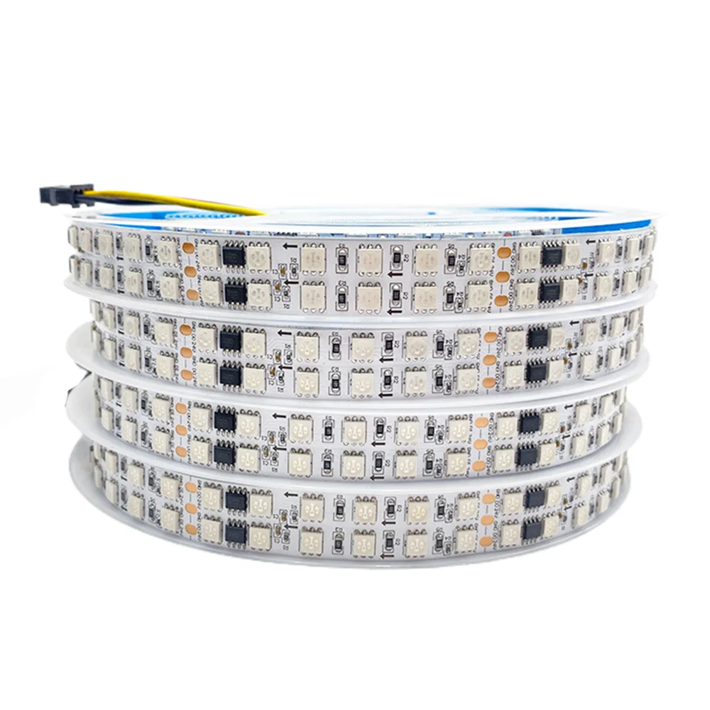 

Светодиодная лента WS2811, 5 м, двухрядная, полноцветная, DC12V, 120/168 светодиодов, индивидуально адресуемые умные пиксельные светильники, RGBIC LED лента