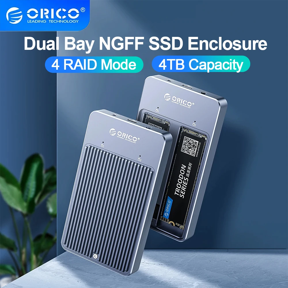 orico case ssd dual bay m2 com raid gabinete ngff sata m2 para usb tipo c adaptador para chave b e b mais m caixa de disco 01