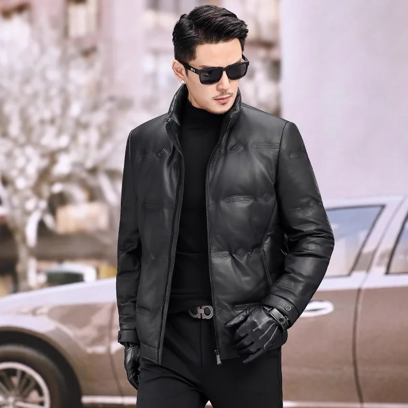 

New Fashion Genuine Leather Down Coat Men's Short Sheepskin Thickened Coat