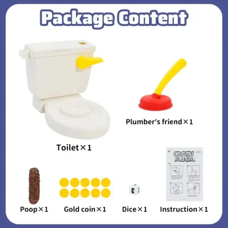 Funny Toilet Trick Toy Interactive Die Roll Spoof Toilet Flushing Toy Craps And Toilet Flush Party Stress Relief Toy Set