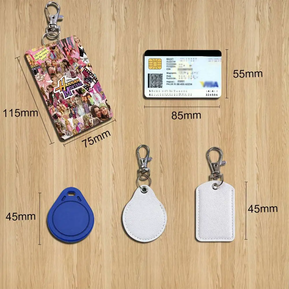 Rebellious M-Miley Cyrus Rectangle ID Card Case Keychain Access Card Bag Key Tag Ring Leather Card Holder Key Ring Access