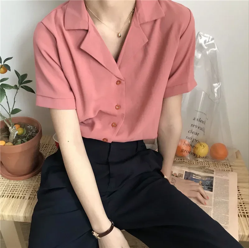 2023 sommer Bluse Shirt Für Frauen Mode Kurzarm V-ausschnitt Casual Büro Dame Weiße Shirts Tops Japan Koreanischen Stil