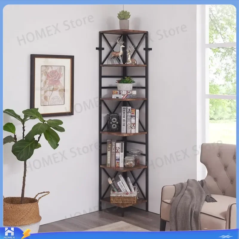 Multi-level triangular storage shelves for furniture, simple and modern corner bookcase with a floor-standing design