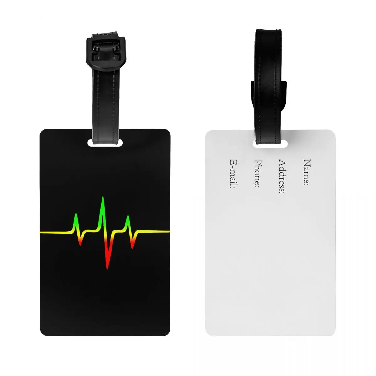 Custom Heartbeat Jamaica Reggae Music Pulse Luggage Tag Privacy Protection Baggage Tags Travel Bag Labels Suitcase