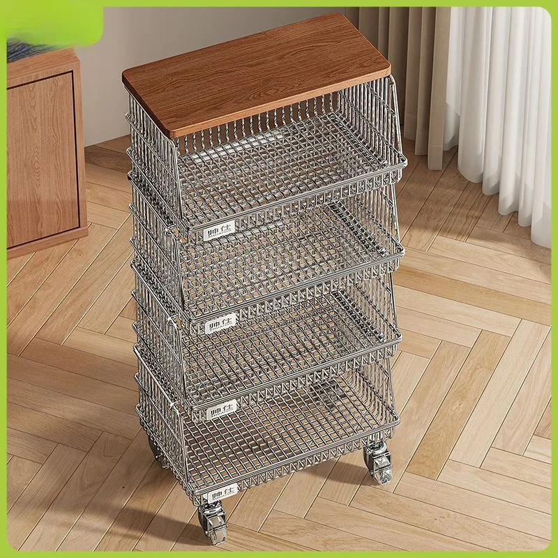 

Kitchen Shelf Vegetable Shelf Floor Cart Household Mobile Multi-layer Vegetable Basket Snack Storage Rack