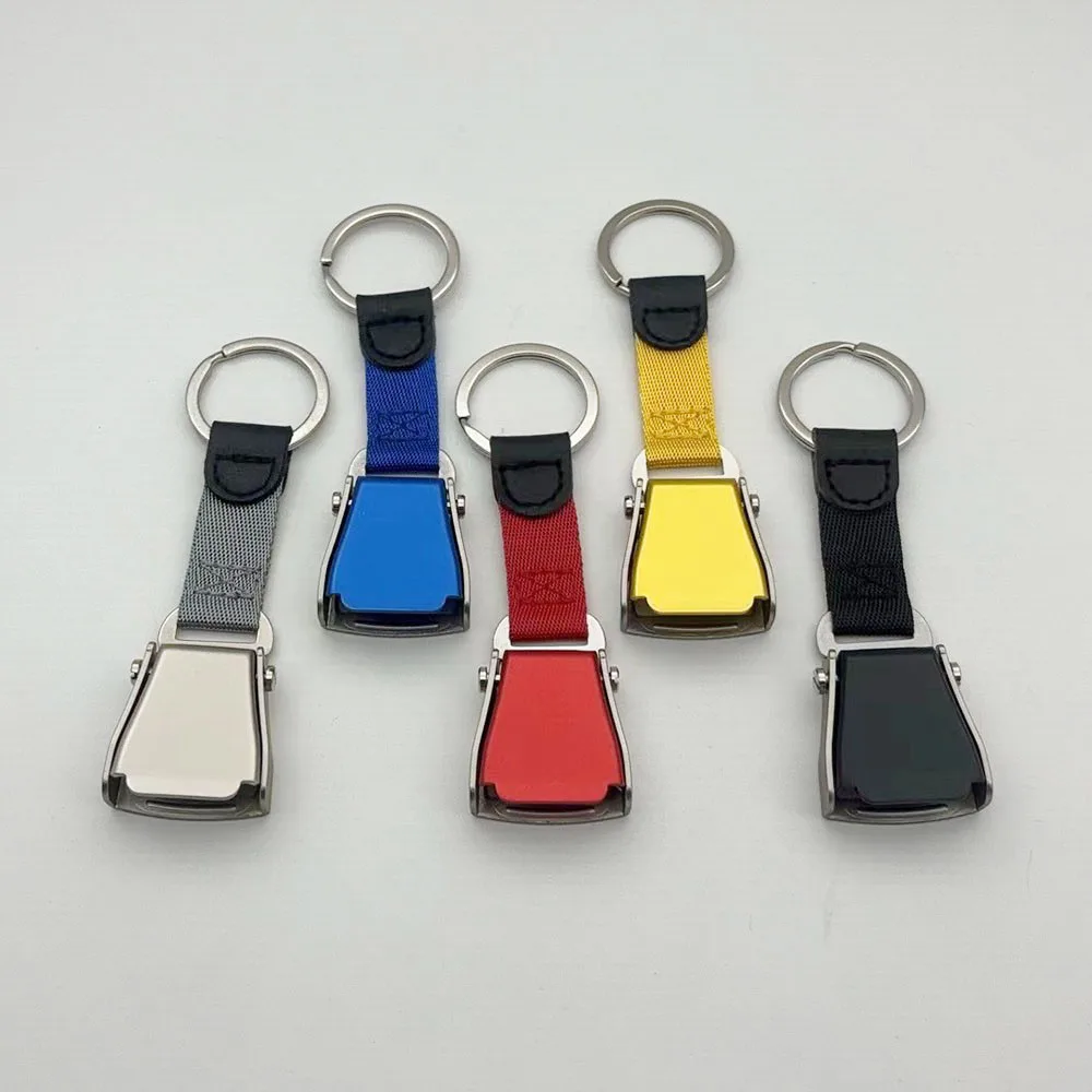 2CM 1.5CM Aviation Airline Small Detachable Buckle Keychain Airplane Flight Gift Leather Ribbon Safety Seatbelt Keyring Pendant