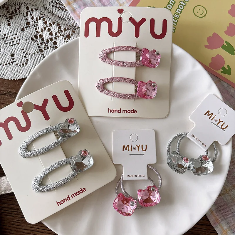 

Korean Glossy Hair Clips New Silver Pink White Bangs Side Barrettes for Girls Sweet Non Slip Double Wear 2pcs