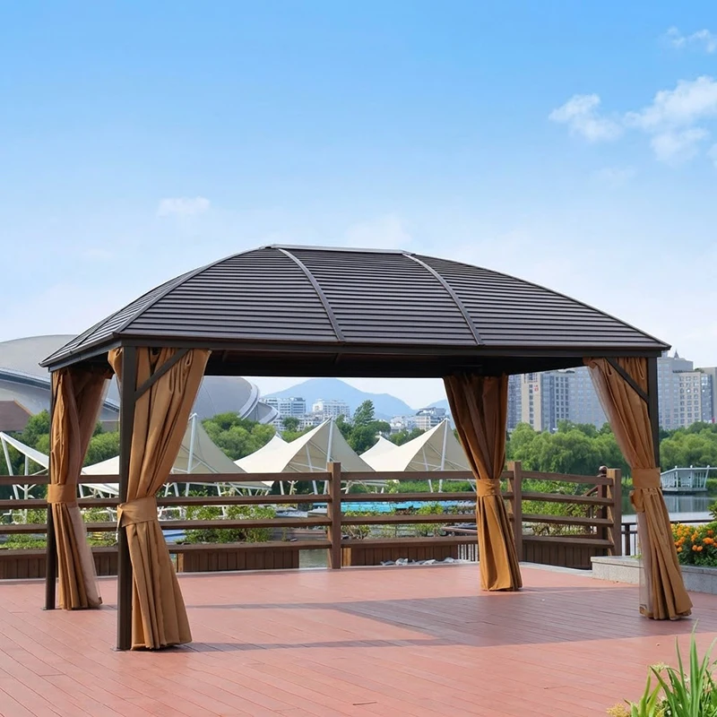 Heavy Duty Aluminum Patio Pergola for Outdoor Backyard Garden UV Protected Sunshade Canopy Garden Gazebo with Retractable Awning