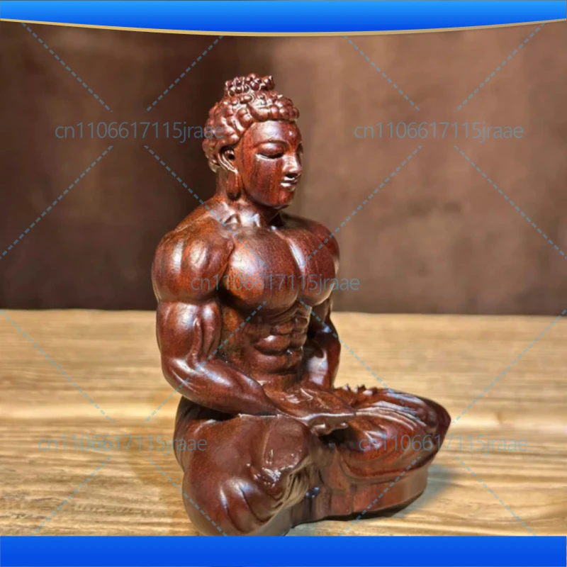 Hand-Carved Ebony Wood Muscle Buddha Statue 3.1x2.8x1.6' / 5.5x4.7x3' Car Dashboard & Home Decor Creative Gift