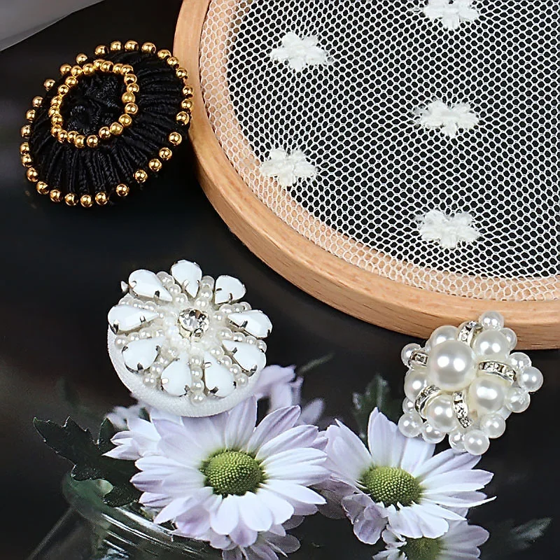 High-quality and Fashionable New Style DIY Pure Hand-sewn Pearl Button Coat Hand-sewn Round Buttons