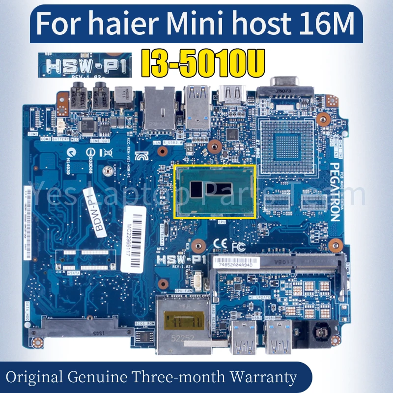 

HSW-P1 For haier Mini host 16M Laptop Mainboard SR23Z I3-5010U Notebook Motherboard 100％ Tested