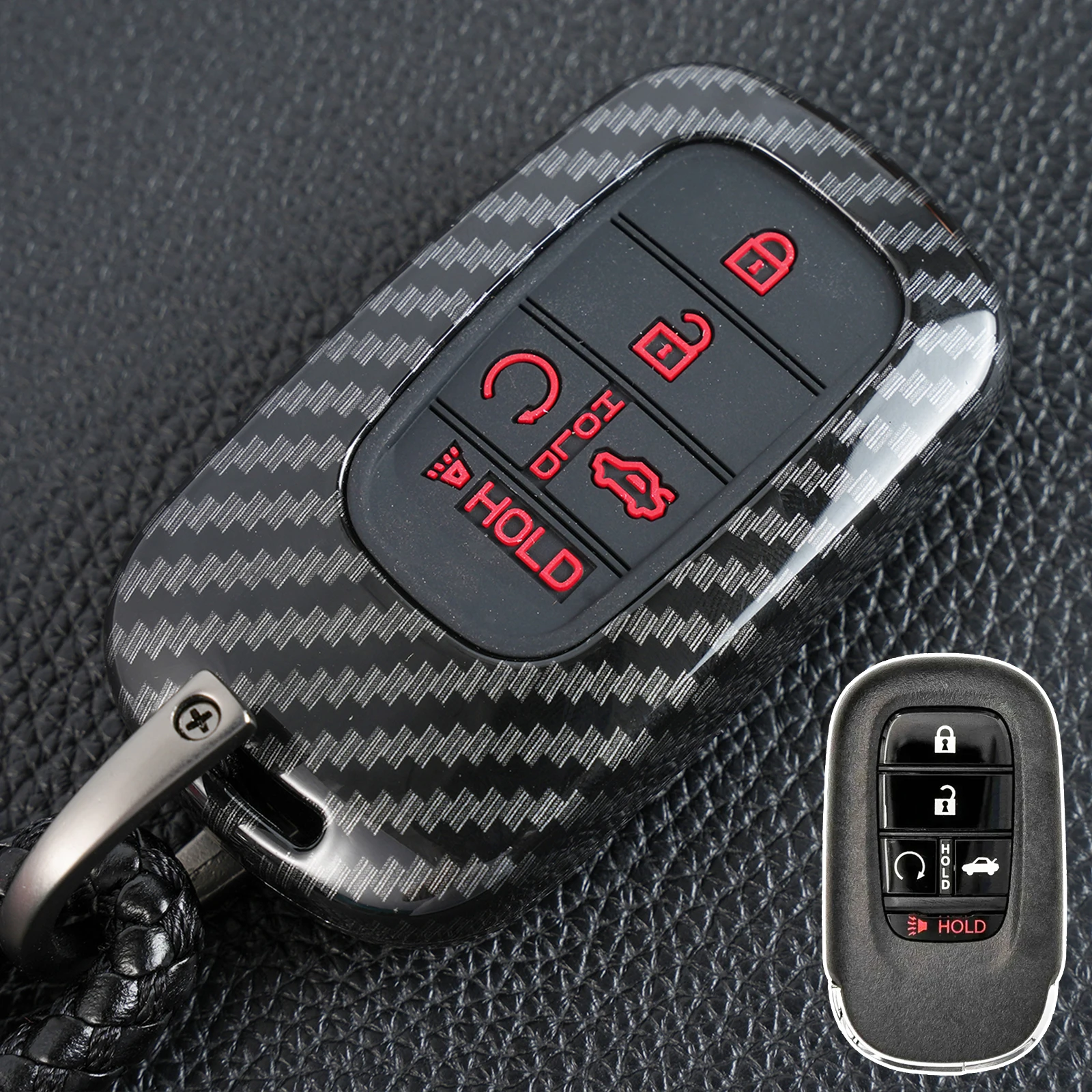 Carbon Fiber Car Remote Key Fob Cover Case Shell For Honda Civic Accord Pilot HRV HR-V CRV CR-V 2023 2024 2025 keyring keychai