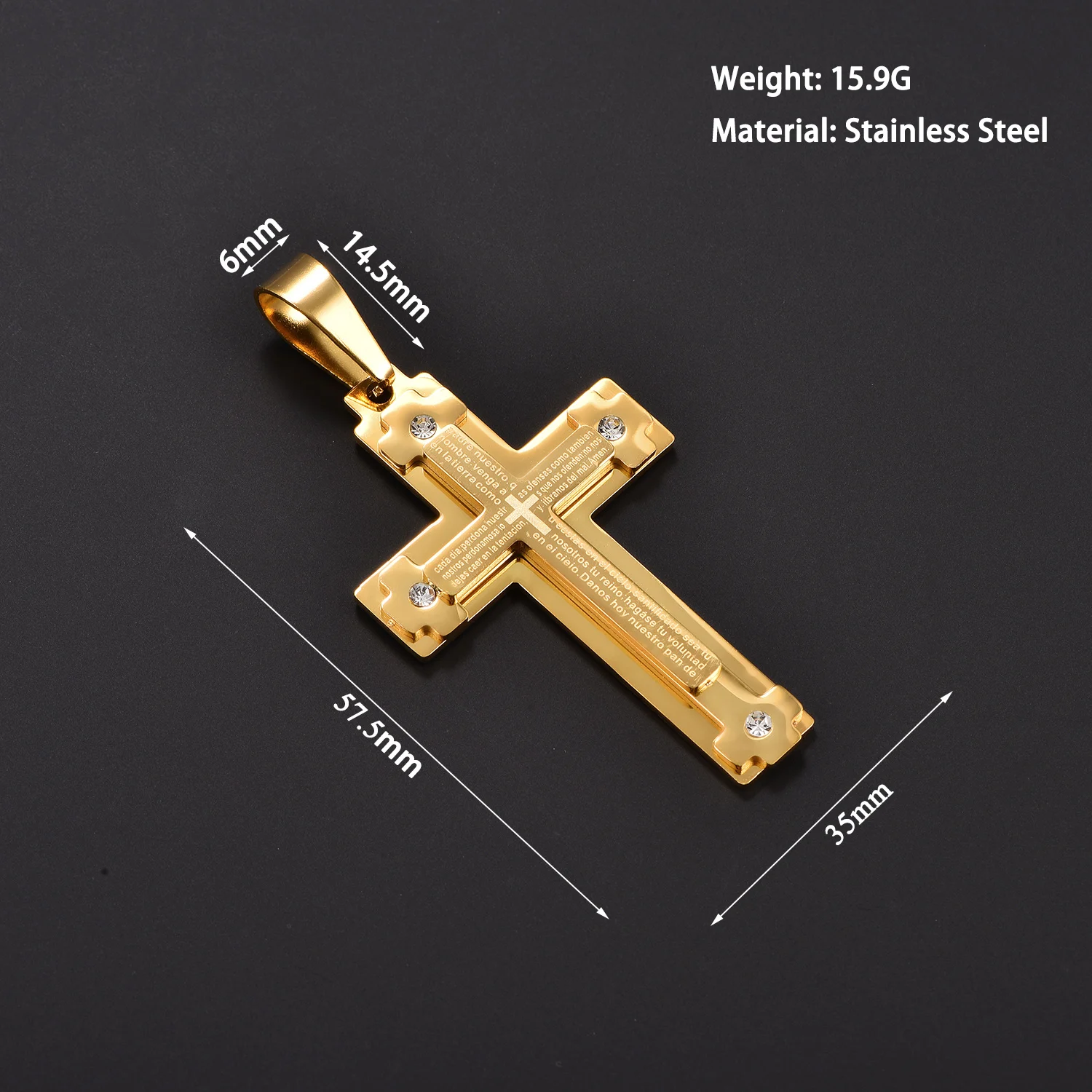 Jesus-Halskette für Männer aus Edelstahl mit Bibelkreuz-Anhänger, religiöser Zirkon-Charm-Schmuck, Gebets- und Taufgeschenk für Jungen und Männer – Detail 2