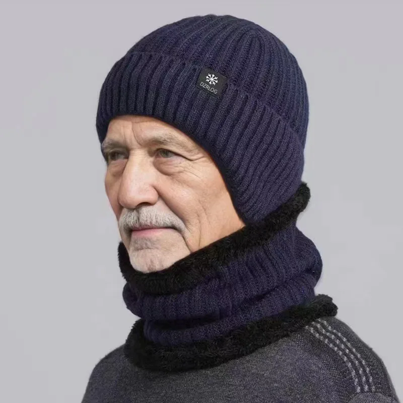 Middle Aged and Elderly Men\'s Winter Warm and Windproof Ear Protection Hat for The Elderly Winter Dad Grandpa Knitted Woolen Hat