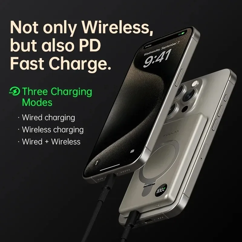 10000mAh Portable Magnetic With Stand Mobile Power Support Fast Charging For IPhone Samsung Xiaomi Huawei