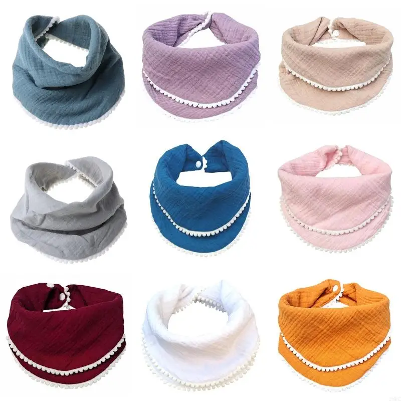 28EC Newborn Baby Bibs Cotton Tassel Saliva Feeding Towel Double Layer for Triangle Scarf Bandana Bib for Boys Girls
